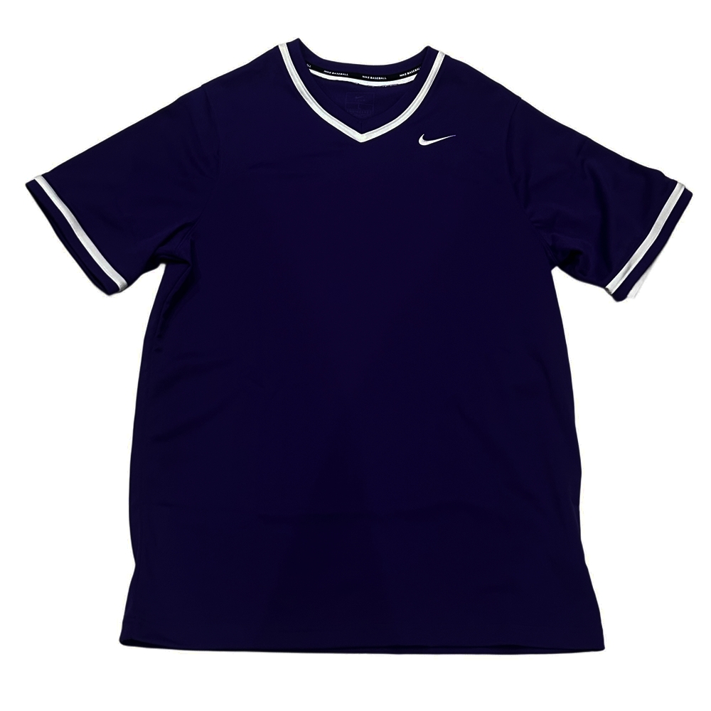 NIKE / ナイキ ONE SWOOSH LOGO V NECK BASEBALL GAME SHIRT PURPLE L