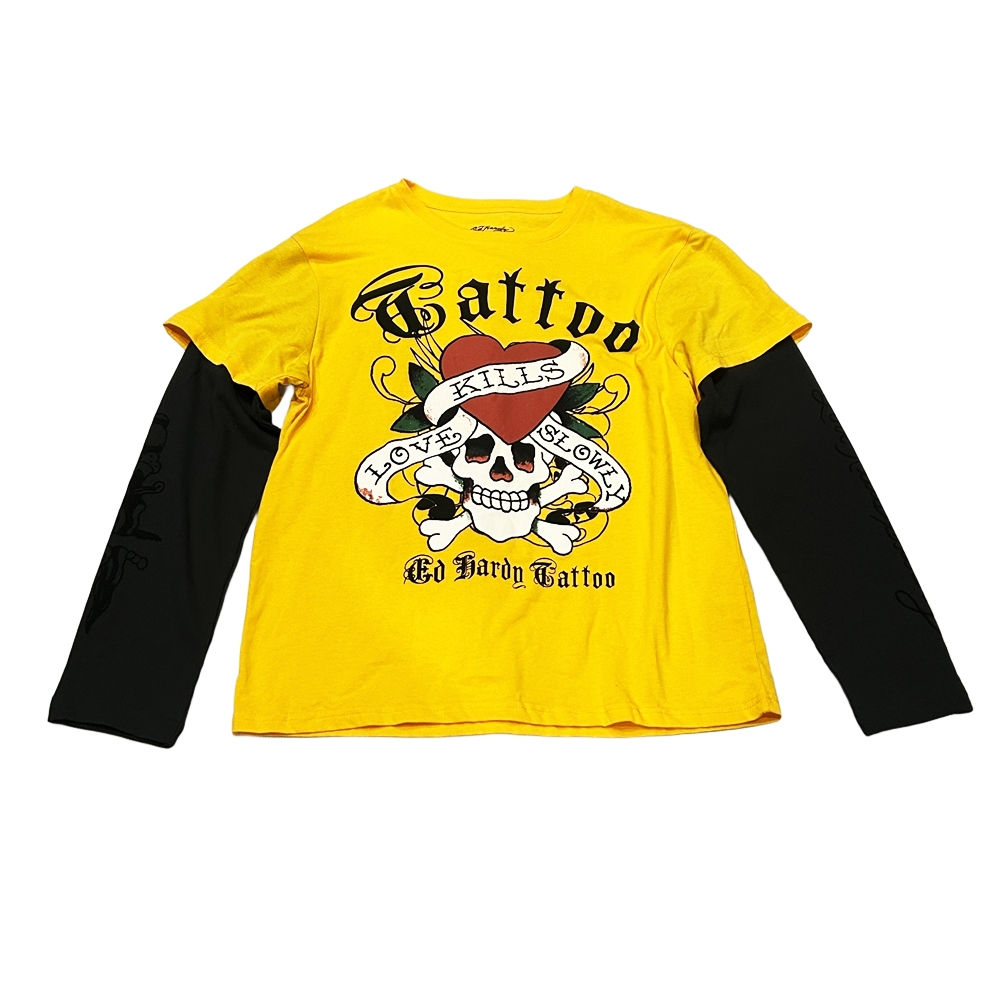 ED HARDY / エドハーディー SKULL & HEART THERMAL LONG SLEEVE T-SHIRT M,L | ストリートスタイルのセレクトストア | TUNNEL STORE - トンネルストア