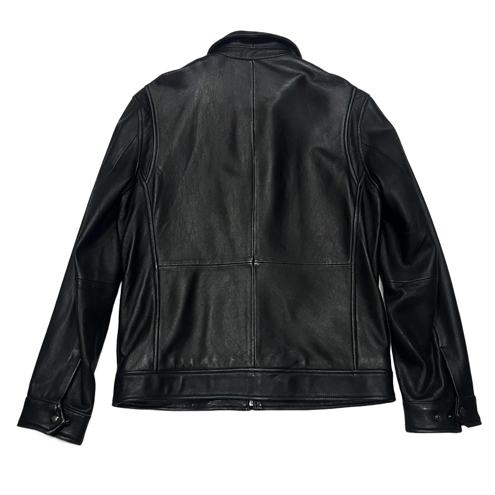 CALVIN KLEIN / カルバンクライン COLLARED SINGLE LEATHER RIDER JACKET BLACK S-2
