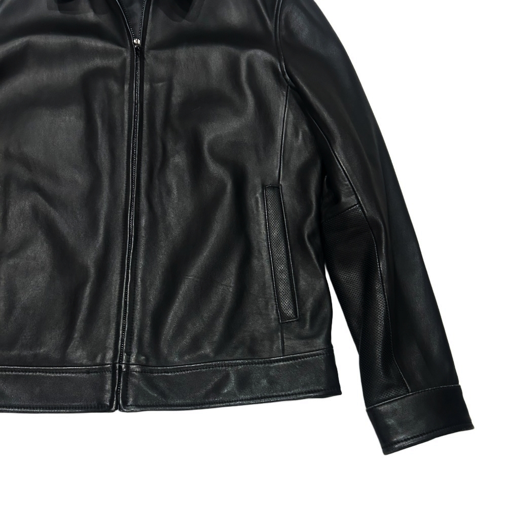 CALVIN KLEIN / カルバンクライン COLLARED SINGLE LEATHER RIDER JACKET BLACK S-5