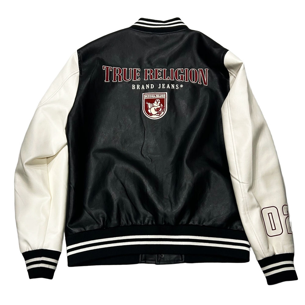 TRUE RELIGION / トゥルー レリジョン PU PATCH LOGO JACKET BLACK×WHITE-2