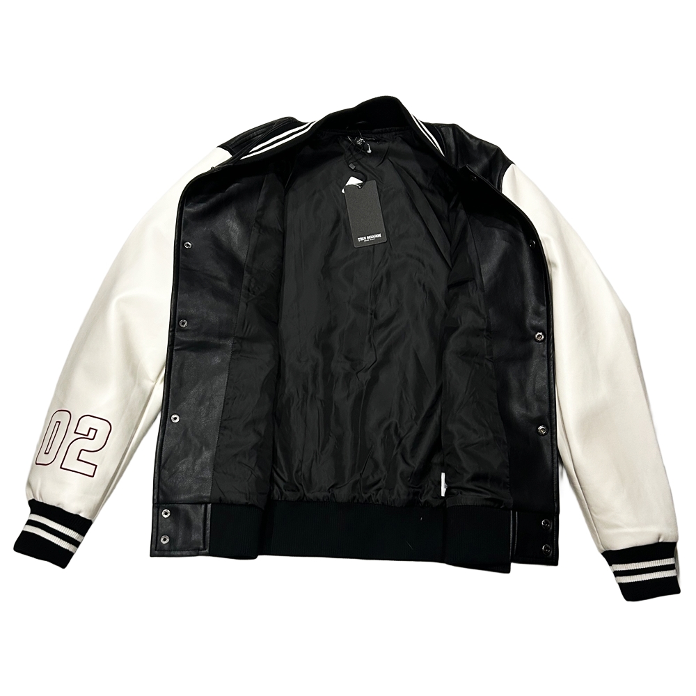 TRUE RELIGION / トゥルー レリジョン PU PATCH LOGO JACKET BLACK×WHITE-3