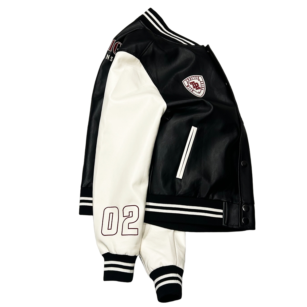 TRUE RELIGION / トゥルー レリジョン PU PATCH LOGO JACKET BLACK×WHITE-4