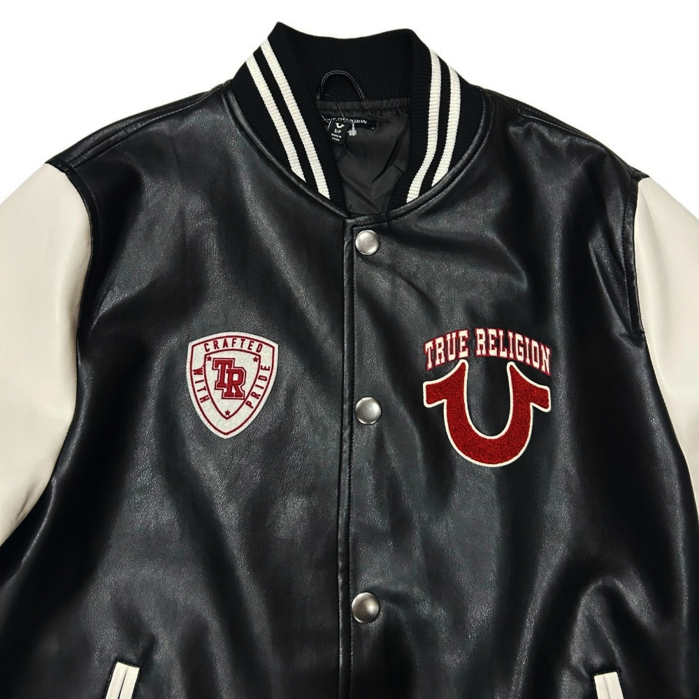 TRUE RELIGION / トゥルー レリジョン PU PATCH LOGO JACKET BLACK×WHITE-6