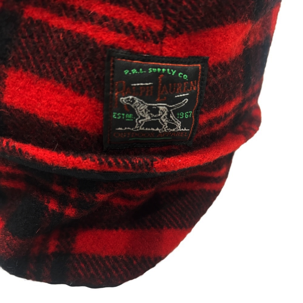 POLO RALPH LAUREN / ポロ ラルフローレン CHECKERED WOOL HUNTING CAP RED×BLACK-5