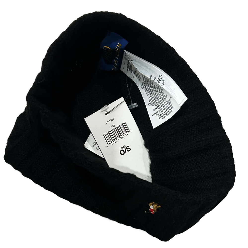 POLO RALPH LAUREN / ポロラルローレン ONE POINT PONY EMBROIDERY LOGO RIB BEANIE CAP BLACK-3