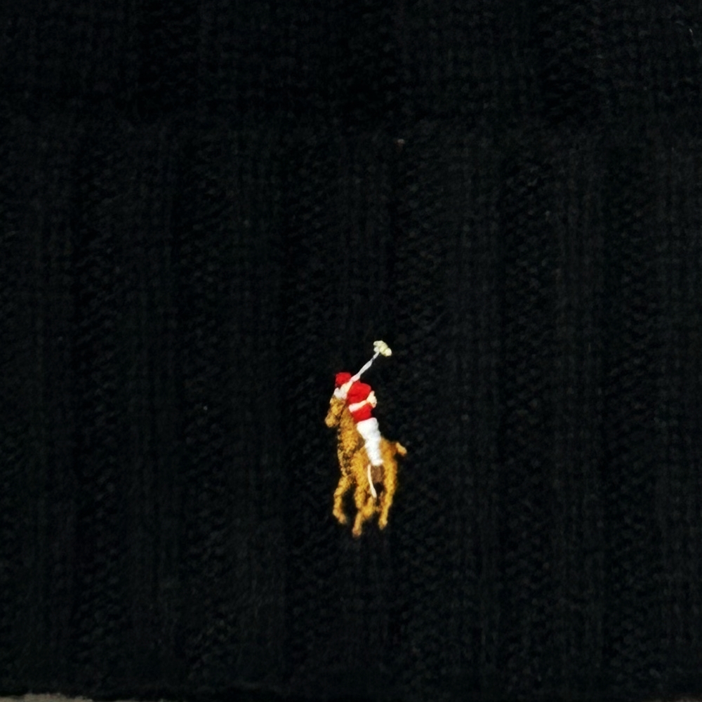 POLO RALPH LAUREN / ポロラルローレン ONE POINT PONY EMBROIDERY LOGO RIB BEANIE CAP BLACK-4