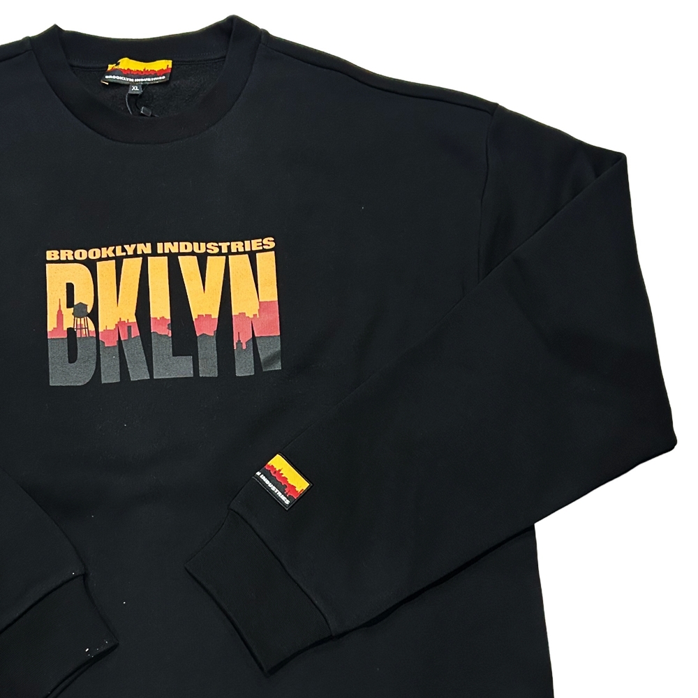 BROOKLYN INDUSTRIES / ブルックリンインダストリーズ BKLYN LOGO CREW NECK SWEAT BLACK XL-4
