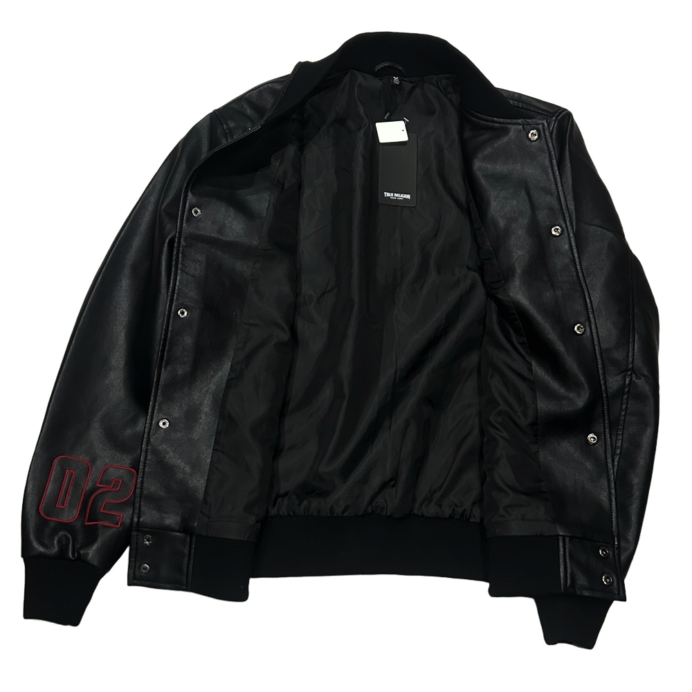 TRUE RELIGION / トゥルー レリジョン PU PATCH LOGO JACKET BLACK M-3