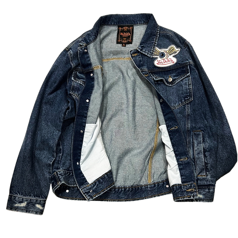 VON DUTCH / ヴォン・ダッチ PATCH CRUSH DENIM JACKET XL-3