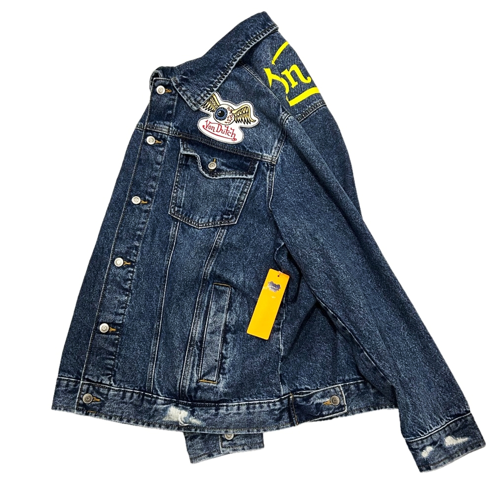 VON DUTCH / ヴォン・ダッチ PATCH CRUSH DENIM JACKET XL-4