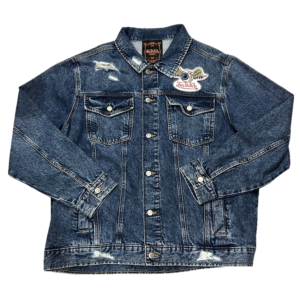 VON DUTCH / ヴォン・ダッチ PATCH CRUSH DENIM JACKET XL