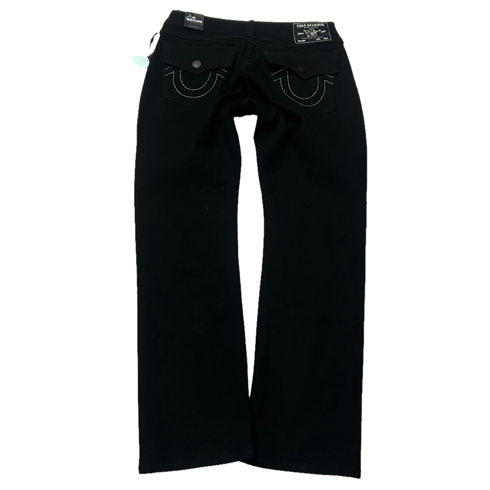 TRUE RELIGION / トゥルー レリジョン RICKY FLAP RELAXED STRAIGHT BLACK DENIM PANTS