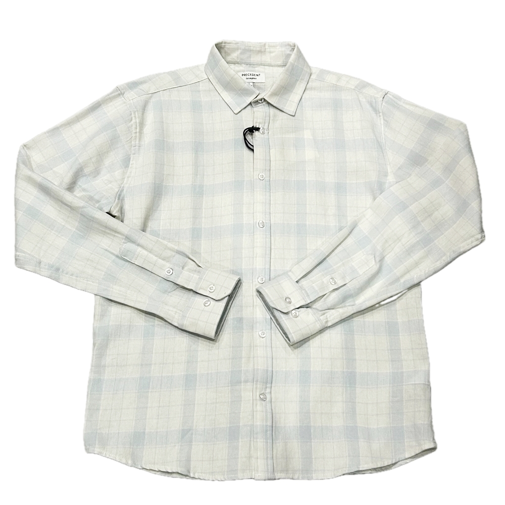 PRECEDENT / プレジデント GRID CHECKED LONG SLEEVE BUTTON SHIRT WHITE L