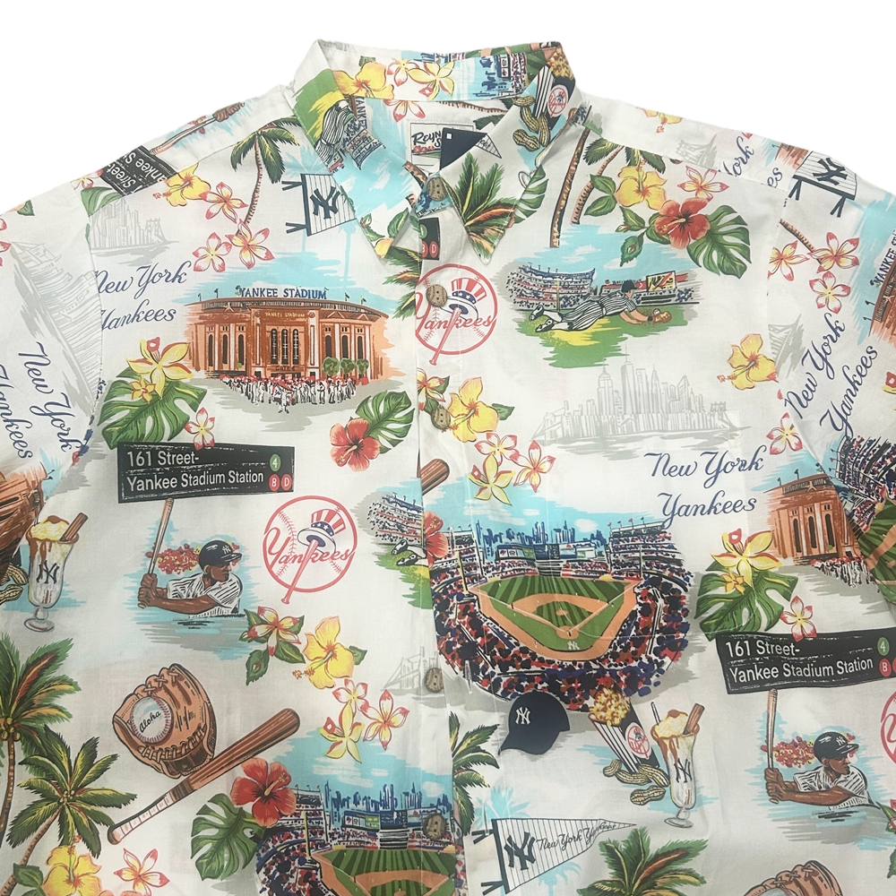 REYN SPOONER / レインスプーナー NEW YORK YANKEES HAWAIIAN SHIRT WHITE XL-4