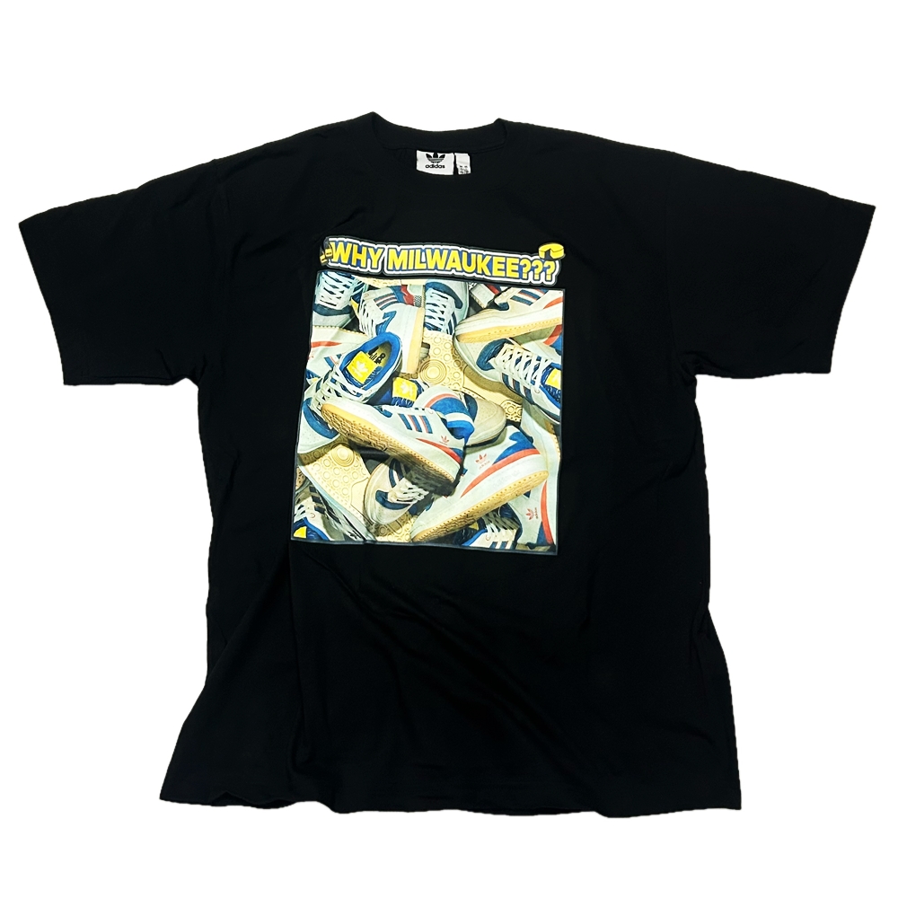 ADIDAS / アディダス ADIDAS ORIGINAL×CLICKS KICKS×SHAKE JAMES FORUM LOW CL T-SHIRT BLACK L