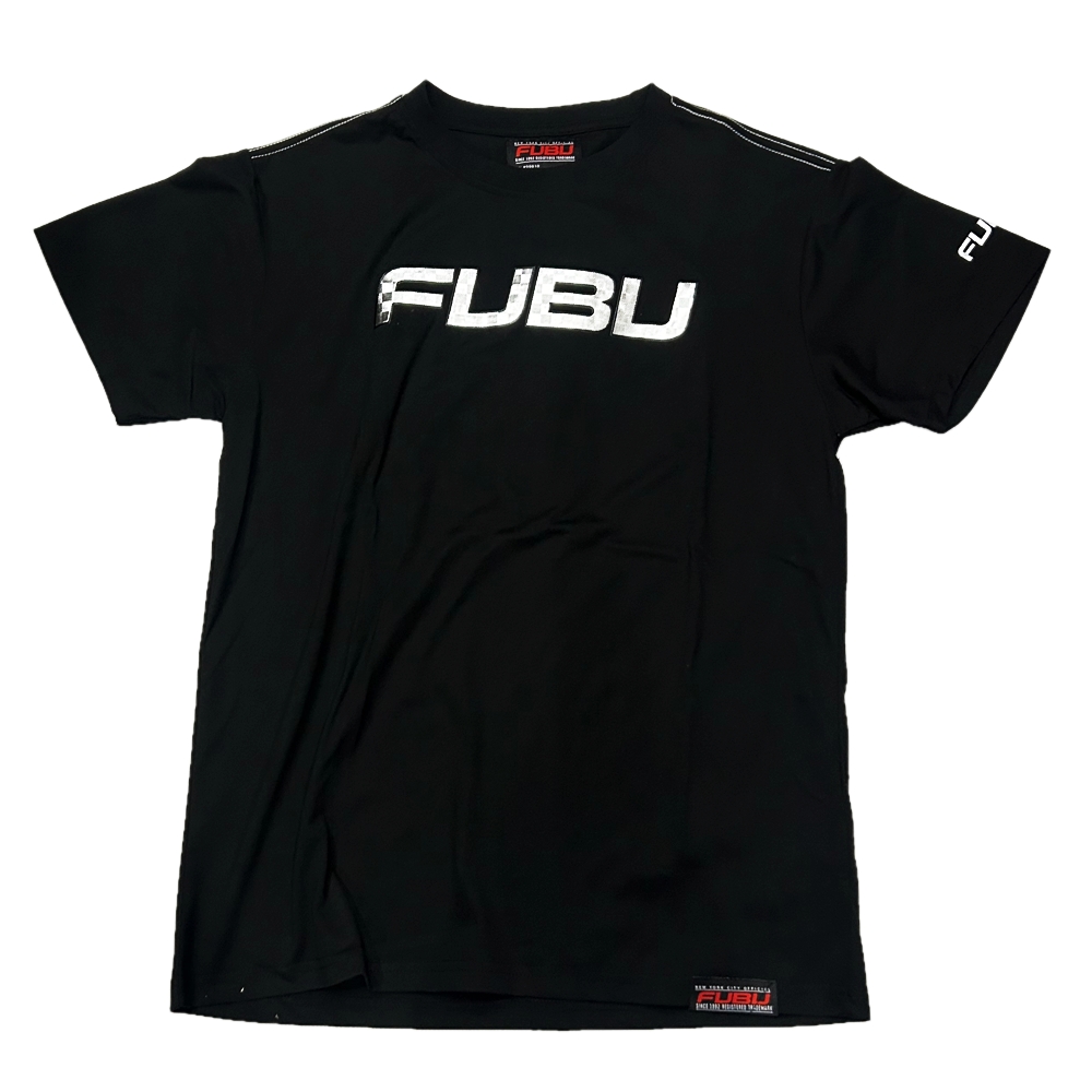 FUBU / フーブ METAL CHECKER BOARD FUBU LOGO T-SHIRT BLACK L,XL