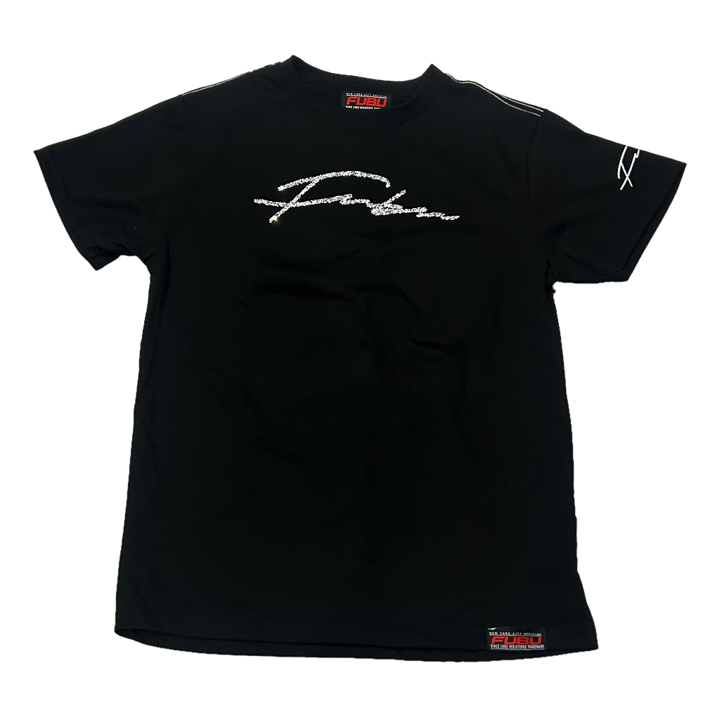 FUBU / フーブ RHINESTONE SCRIPT FUBU LOGO T-SHIRT BLACK M