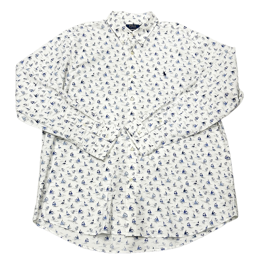 POLO RALPH LAUREN / ポロラルローレンPONY YACHT MONOGRAM LONG SLEEVE BUTTON SHIRT XXL