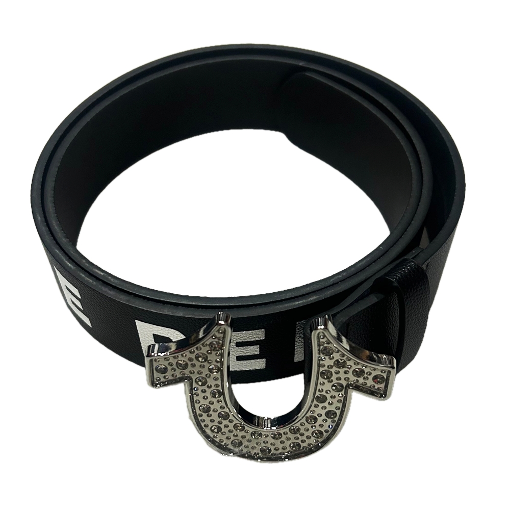 TRUE RELIGION / トゥルー レリジョン CRYSTAL HORSESHOE BUCKLE BELT BLACK | ストリートスタイルのセレクトストア | TUNNEL STORE - トンネルストア