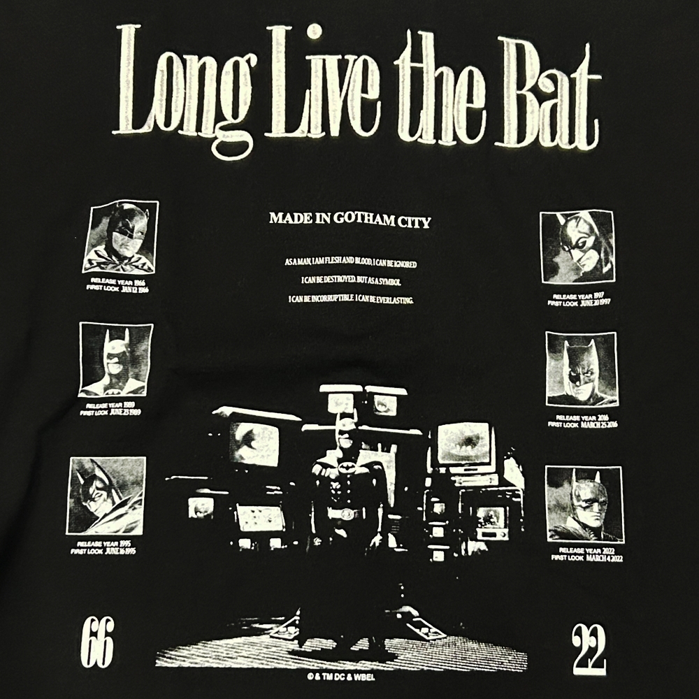 BAT MAN / BAT MAN 85th LONG LIVE THE BAT T-SHIRT BLACK L-4
