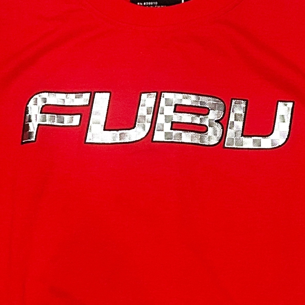 FUBU / フーブ METAL CHECKER BOARD FUBU LOGO T-SHIRT RED L-4