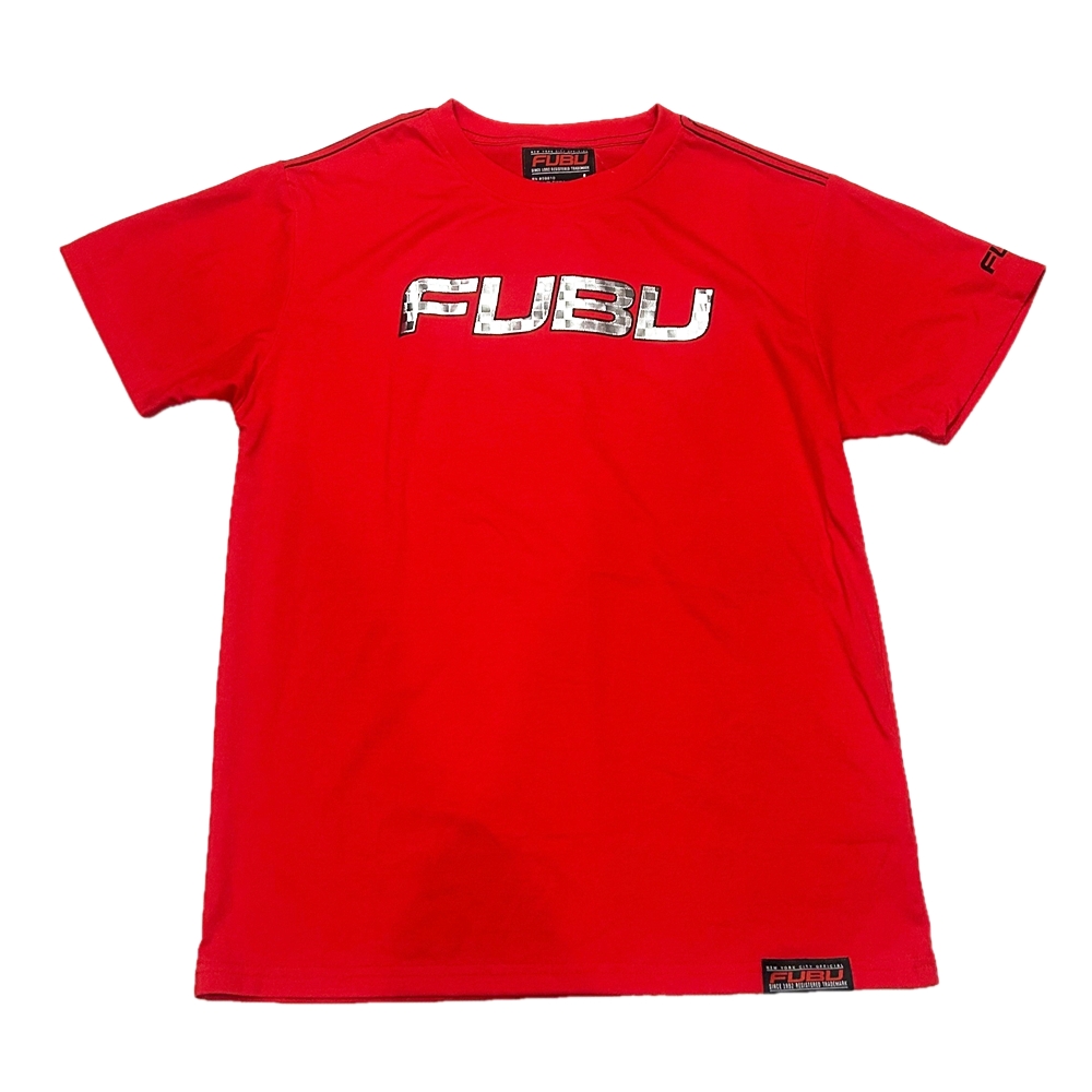 FUBU / フーブ METAL CHECKER BOARD FUBU LOGO T-SHIRT RED L