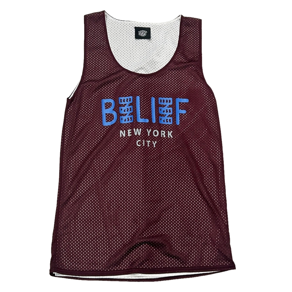 BELIEF NYC / ビリーフ BELIEF NEW YORK LOGO MESH TANK TOP BURGUNDY S