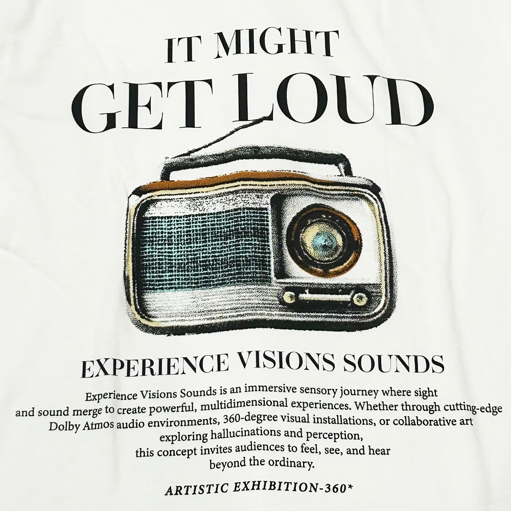 DENIM & FLOWER / RELAXED FIT SOUND VISION T-SHIRT WHITE XL-3
