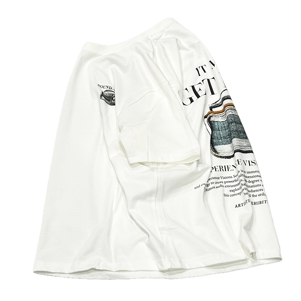 DENIM & FLOWER / RELAXED FIT SOUND VISION T-SHIRT WHITE XL-5