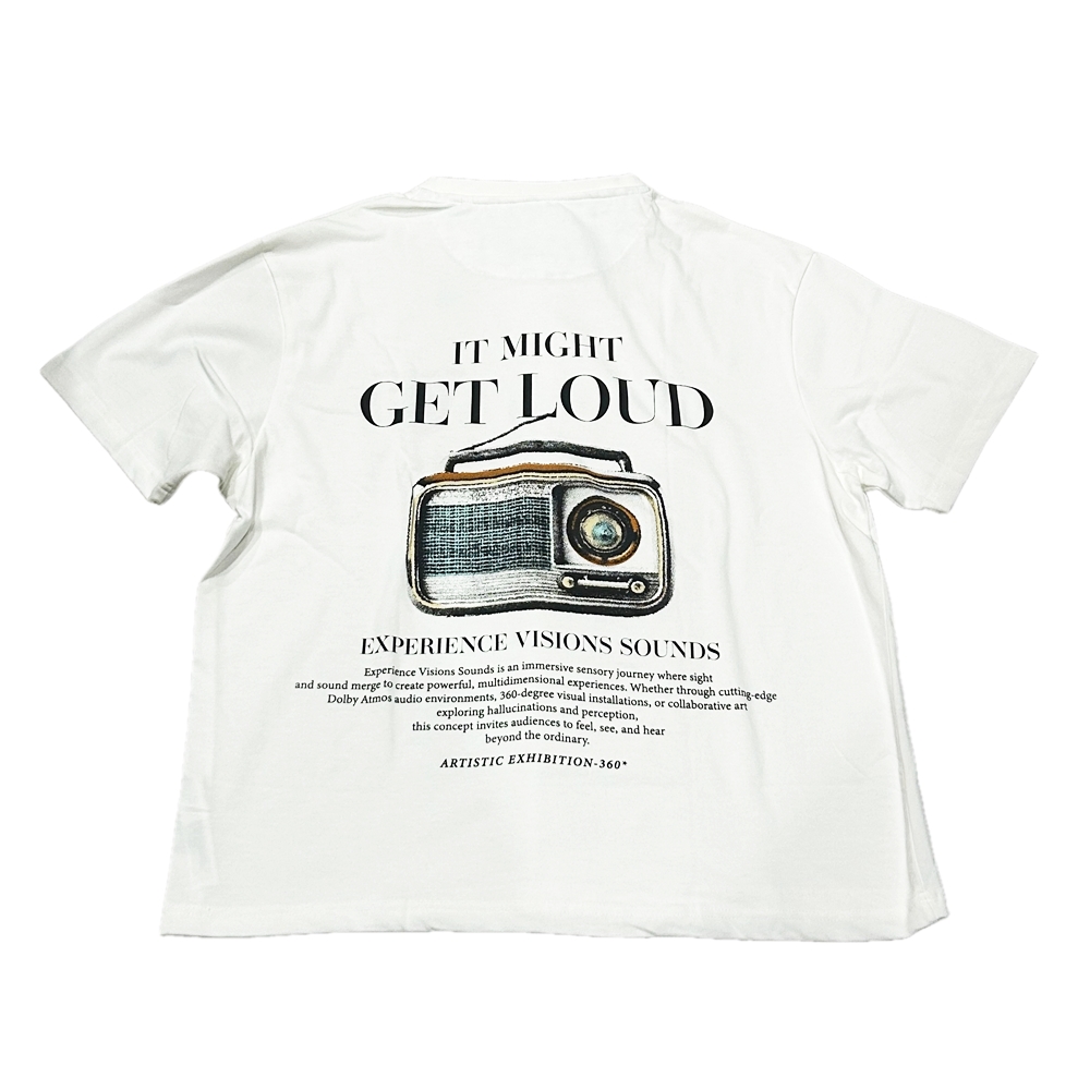DENIM & FLOWER / RELAXED FIT SOUND VISION T-SHIRT WHITE XL