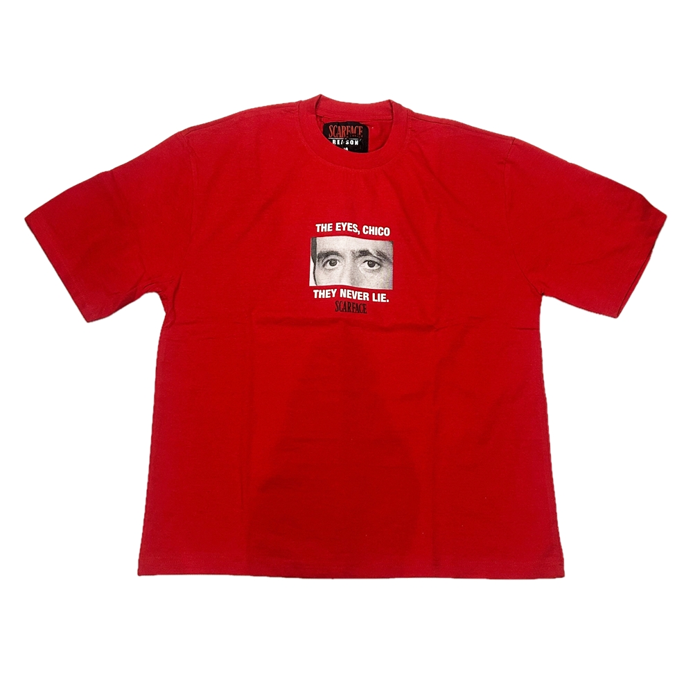 REASON / リーズン REASON×SCARFACE THE EYES CHICO THEY NEVER LIE T-SHIRT RED M