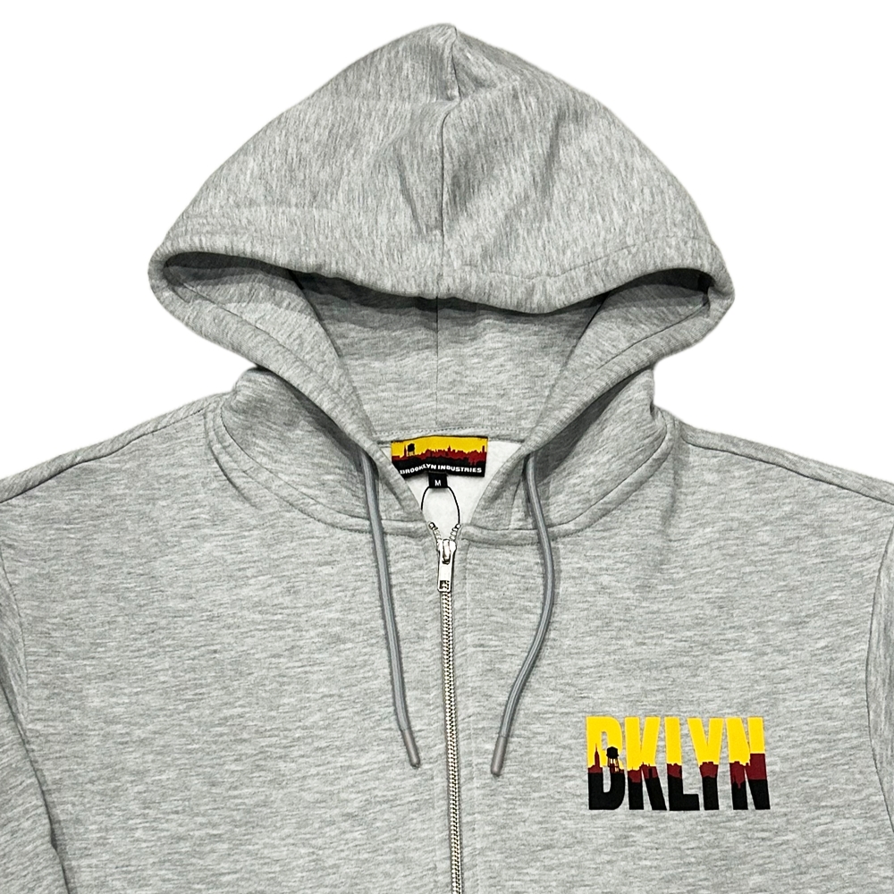 BROOKLYN INDUSTRIES / ブルックリンインダストリーズ BKLYN LOGO FULL ZIP SWEAT HOODIE GRAY M,L-3
