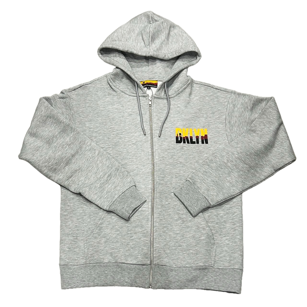 BROOKLYN INDUSTRIES / ブルックリンインダストリーズ BKLYN LOGO FULL ZIP SWEAT HOODIE GRAY M,L