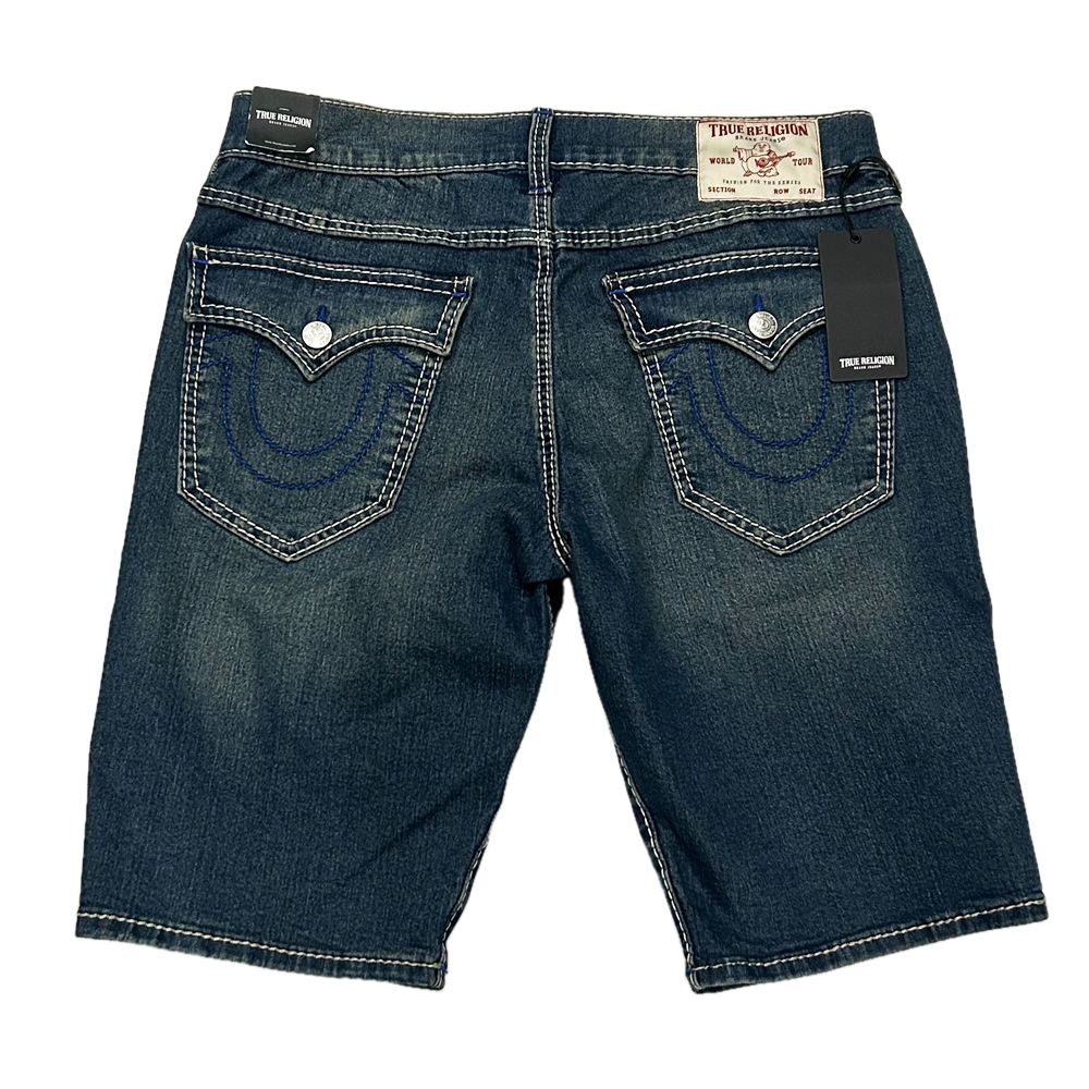 TRUE RELIGION / トゥルー レリジョン RICKY FLAP RELAXED STRAIGHT SHORT MEDIUM BLUE COMET WASH W34-2