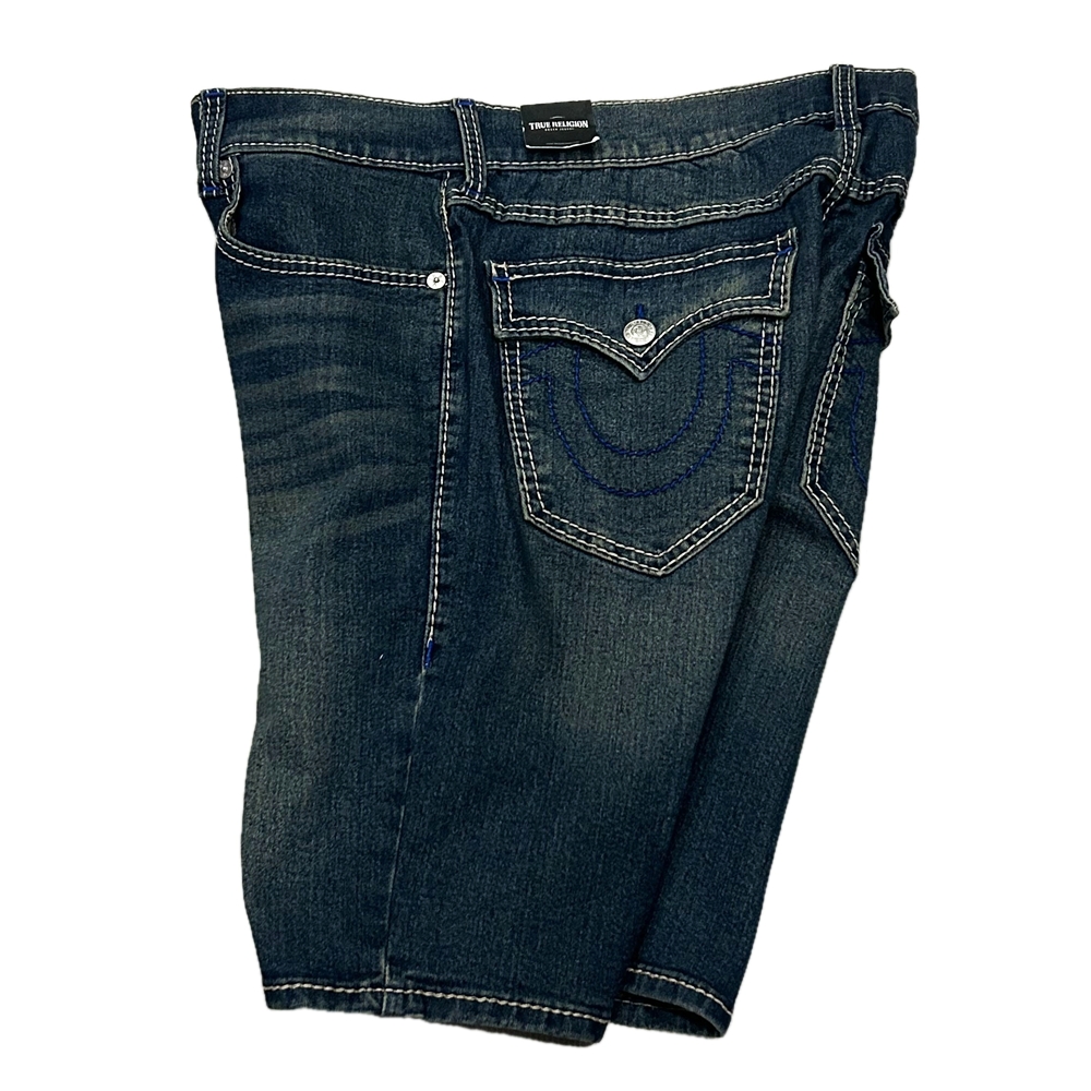 TRUE RELIGION / トゥルー レリジョン RICKY FLAP RELAXED STRAIGHT SHORT MEDIUM BLUE COMET WASH W34-3