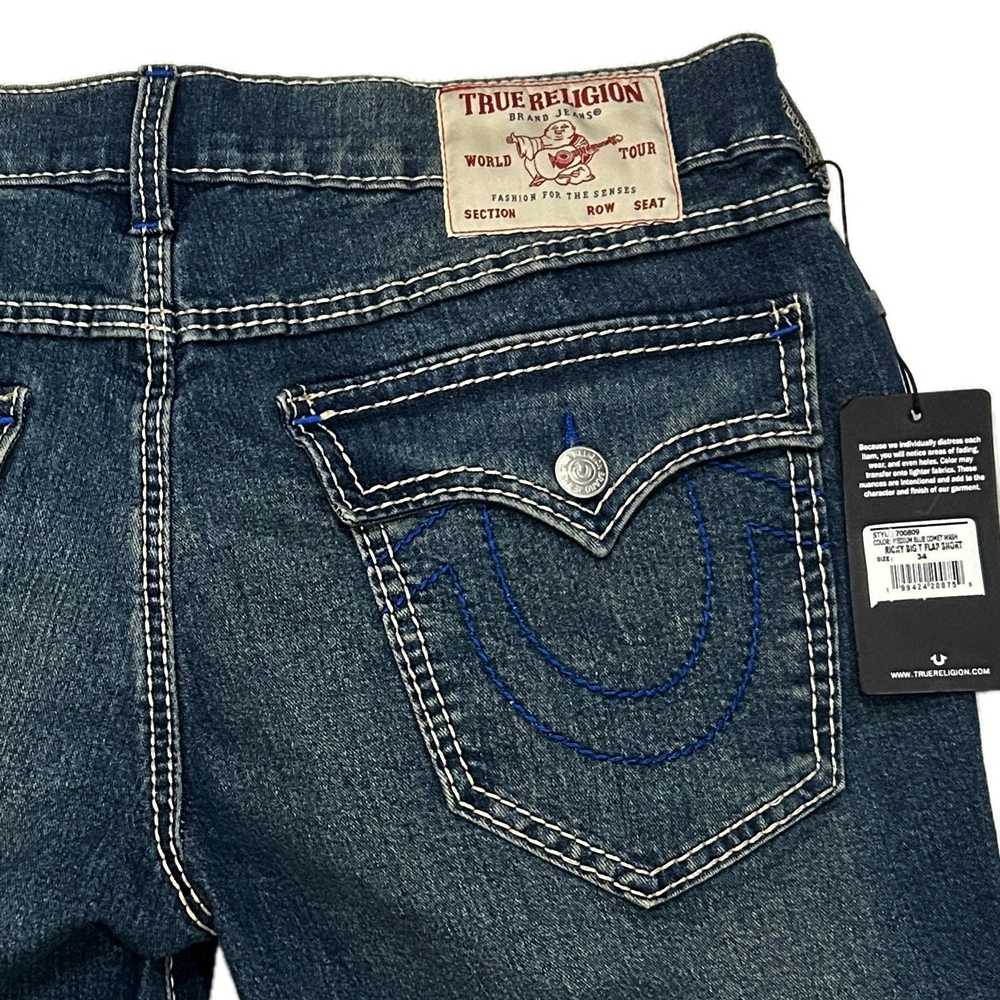 TRUE RELIGION / トゥルー レリジョン RICKY FLAP RELAXED STRAIGHT SHORT MEDIUM BLUE COMET WASH W34-5