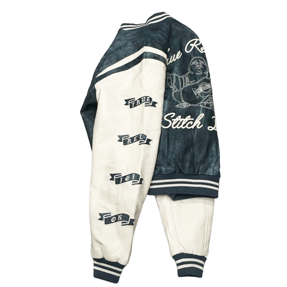 TRUE RELIGION / トゥルー レリジョン DENIM PRINT RETRO VARSITY JACKET L,XL-5