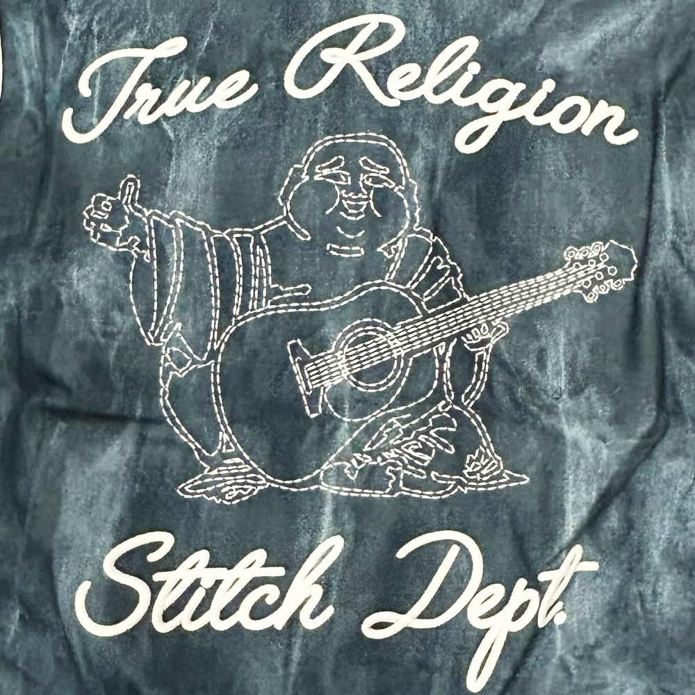 TRUE RELIGION / トゥルー レリジョン DENIM PRINT RETRO VARSITY JACKET L,XL-6