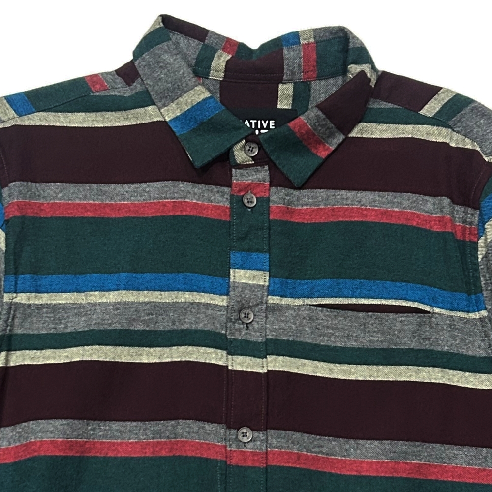 NATIVE YOUTH / ネイティブユース BORDER BUTTON DOWN LONG SLEEVE SHIRT L-4