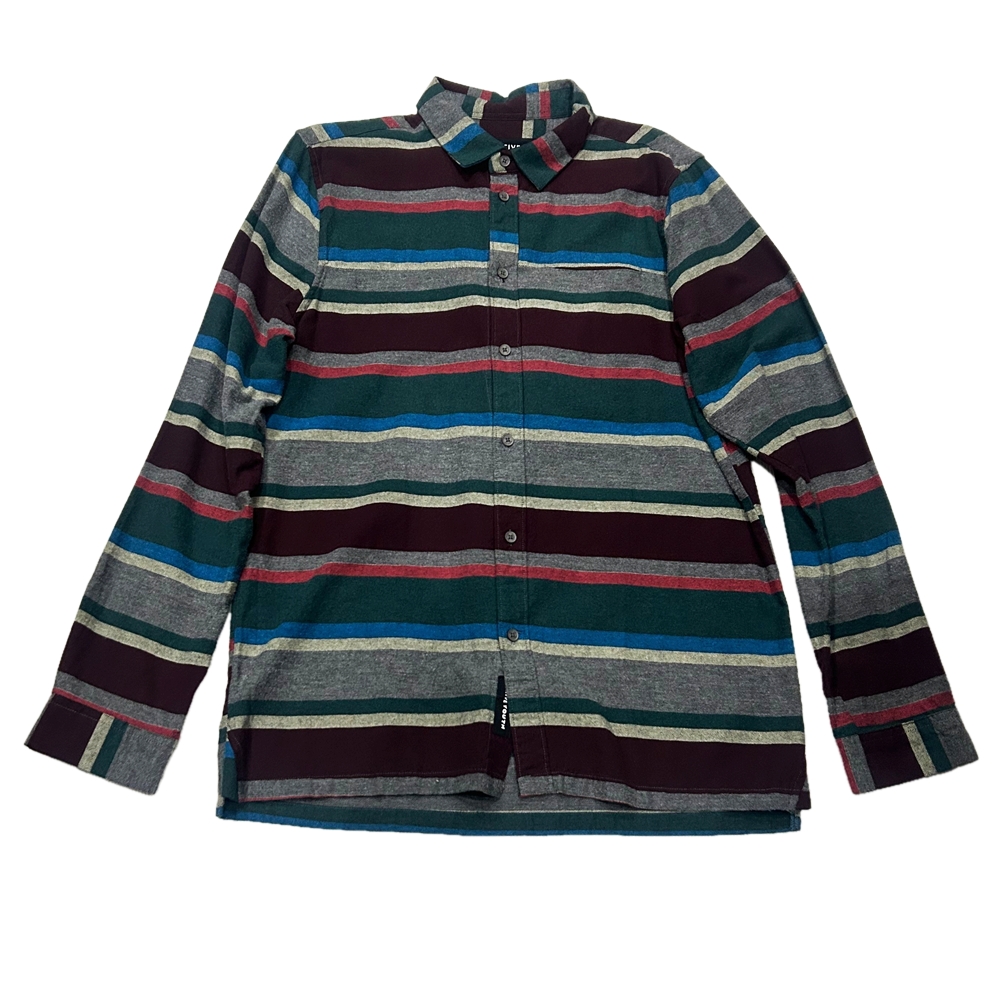 NATIVE YOUTH / ネイティブユース BORDER BUTTON DOWN LONG SLEEVE SHIRT L